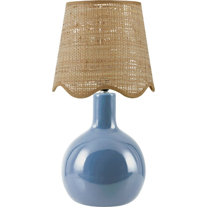 Balbao Round Table Lamp with Rattan Shade by Livabliss in high gloss. Made from ceramic, rattan, metal in a modern style.