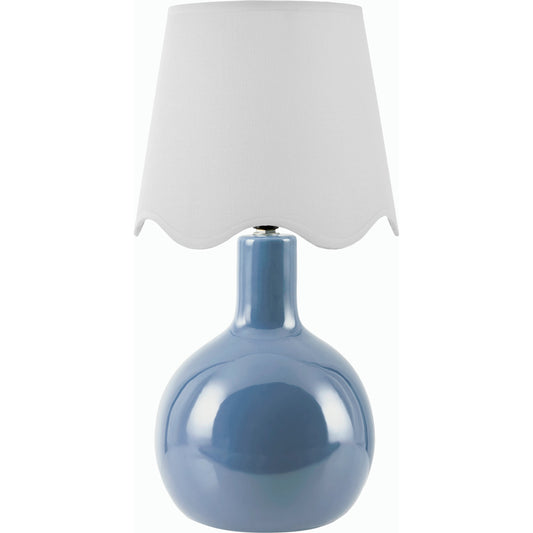 Balbao Round Table Lamp with Linen Shade by Livabliss in high gloss. Made from ceramic, rattan, metal in a modern style.