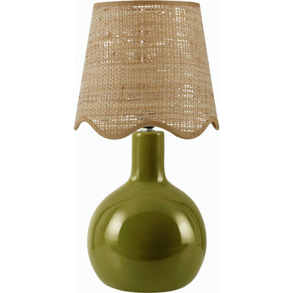 Balbao Round Table Lamp with Rattan Shade by Livabliss in high gloss. Made from ceramic, rattan, metal in a modern style.
