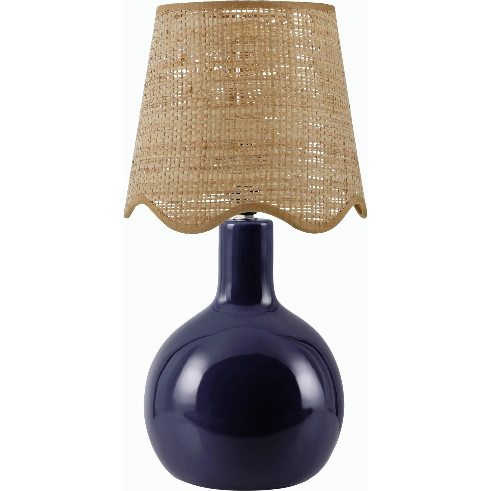 Balbao Round Table Lamp with Rattan Shade by Livabliss in high gloss. Made from ceramic, rattan, metal in a modern style.