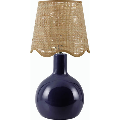 Balbao Round Table Lamp with Rattan Shade by Livabliss in high gloss. Made from ceramic, rattan, metal in a modern style.