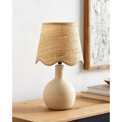 Balbao Table Lamp by Livabliss in high gloss. Made from ceramic, rattan, metal in a modern style.