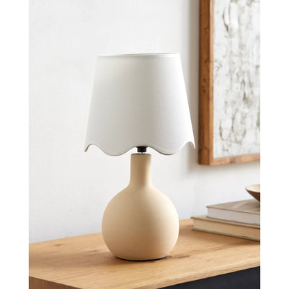 Balbao Table Lamp by Livabliss in high gloss. Made from ceramic, rattan, metal in a modern style.