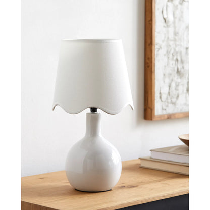 Balbao Table Lamp by Livabliss in high gloss. Made from ceramic, rattan, metal in a modern style.