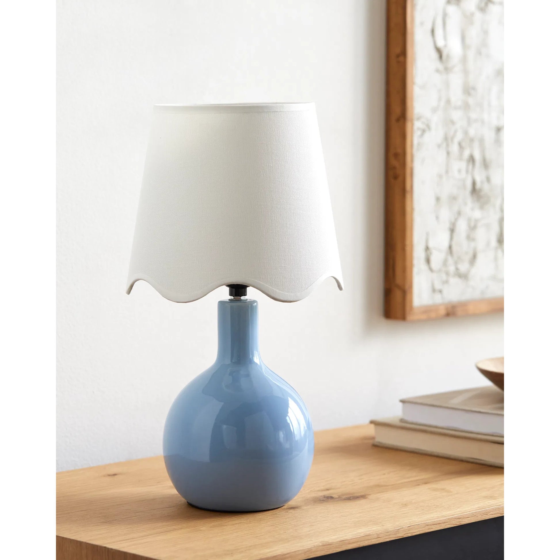 Balbao Table Lamp by Livabliss in high gloss. Made from ceramic, rattan, metal in a modern style.