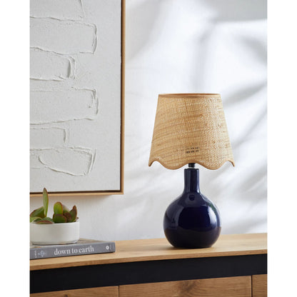 Balbao Table Lamp by Livabliss in high gloss. Made from ceramic, rattan, metal in a modern style.