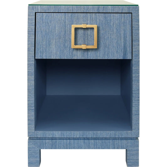 Blair One Drawer Side Table by Worlds Away. Made from glass in a unique style.