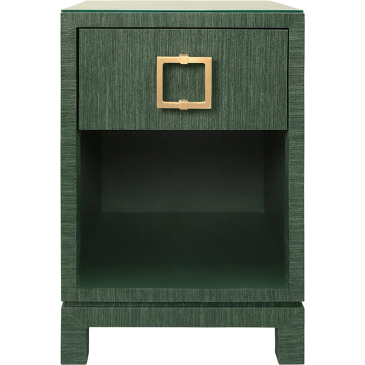 Blair One Drawer Side Table by Worlds Away. Made from glass in a unique style.