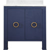 Lacquered Navy Linen & Antique Brass