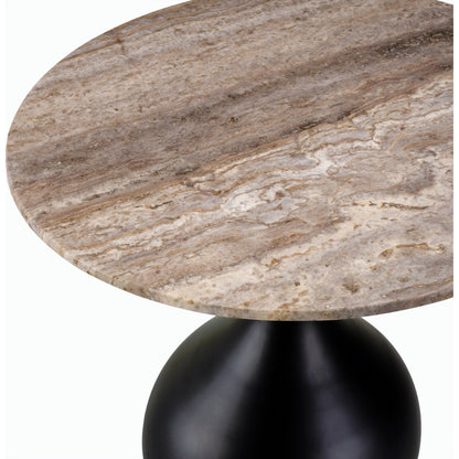 Bolb End Table - 529834 by Surya in cream, black and cream, black. Made from top: travertine, base: metal in a modern style.