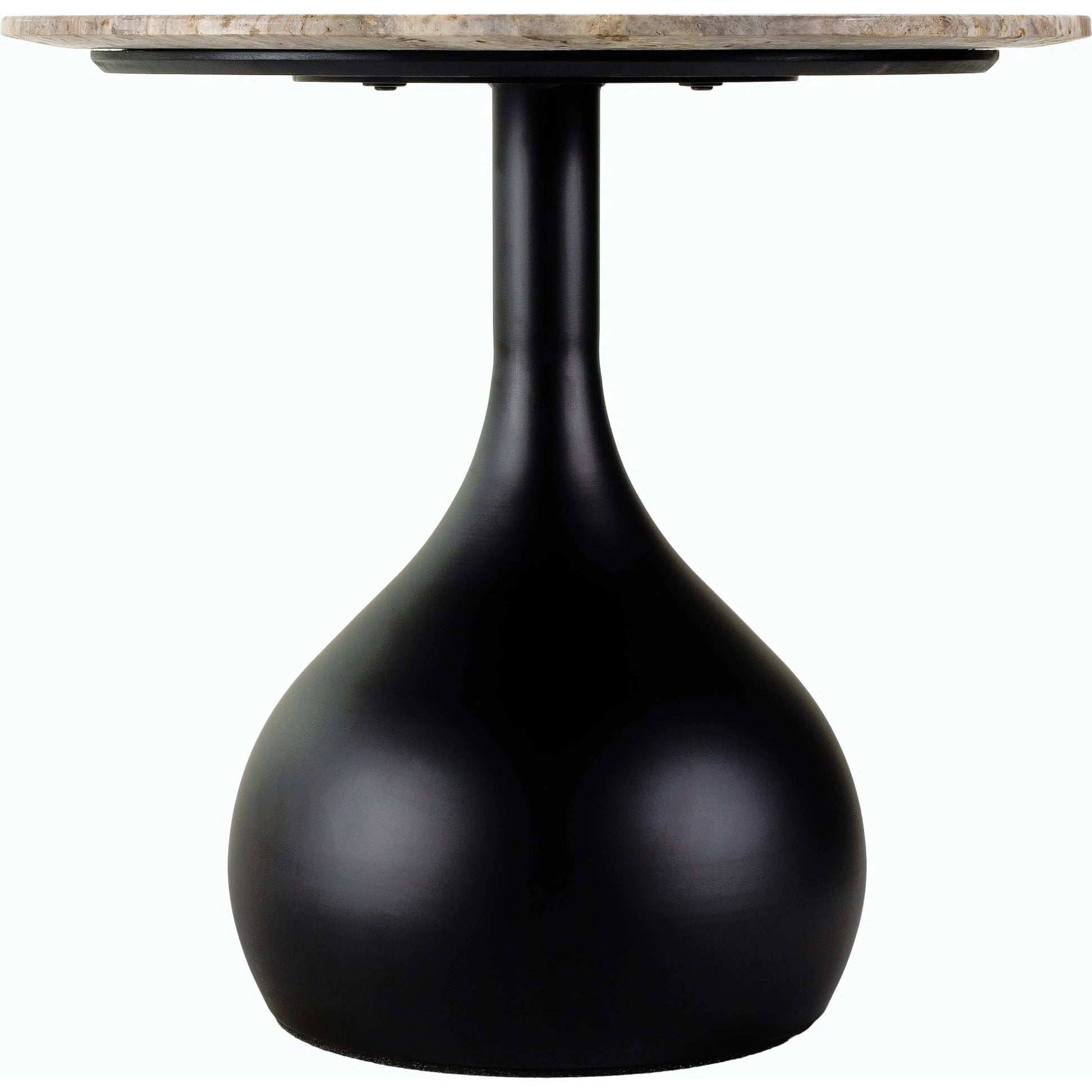 Bolb End Table - 529834 by Surya in cream, black and cream, black. Made from top: travertine, base: metal in a modern style.