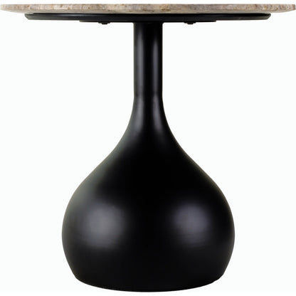 Bolb End Table - 529834 by Surya in cream, black and cream, black. Made from top: travertine, base: metal in a modern style.