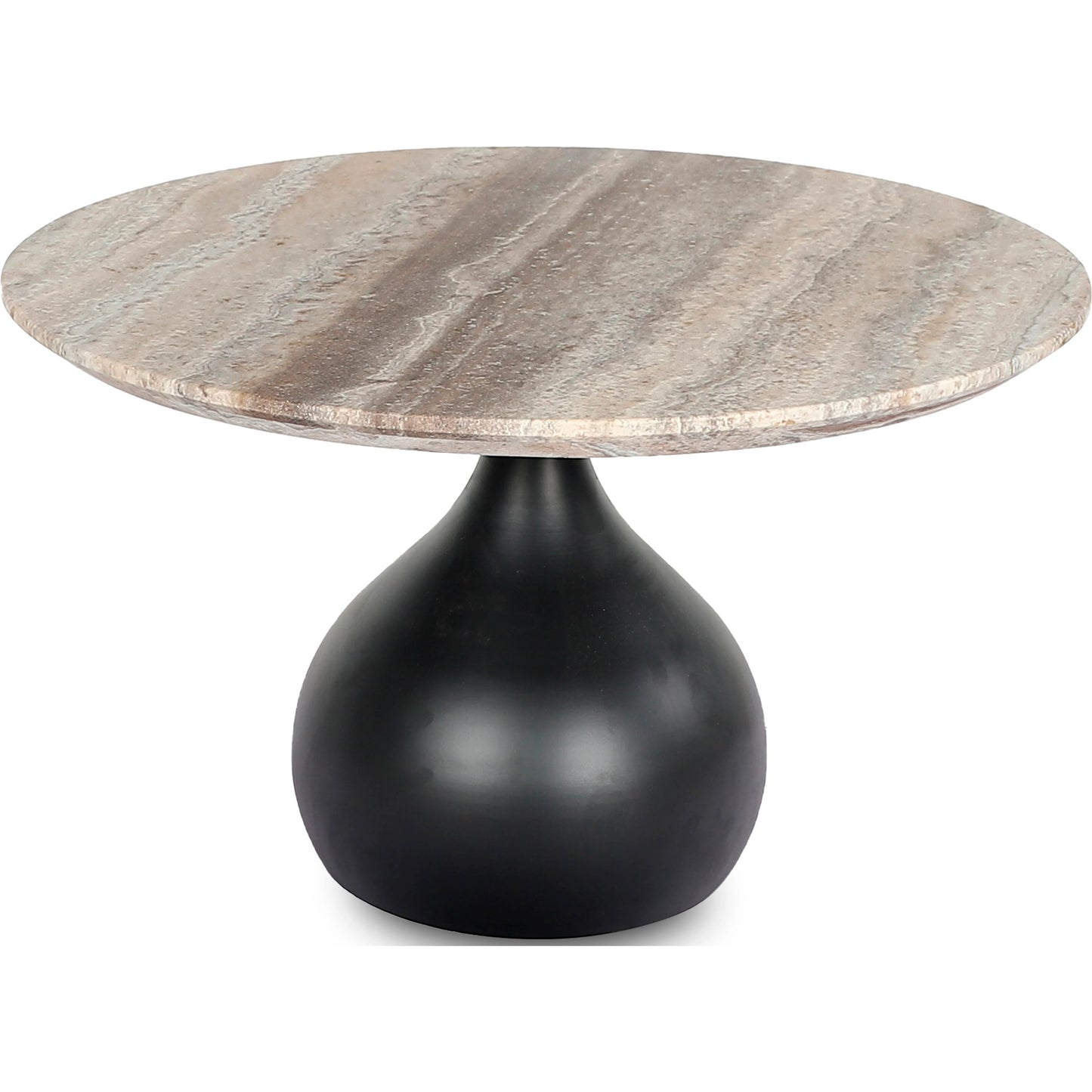 001 SI-2133114 | Primary Silo | Bolb Coffee Table - 529839 by Surya in cream, black and cream, black. Made from top: travertine, base: metal in a modern style.