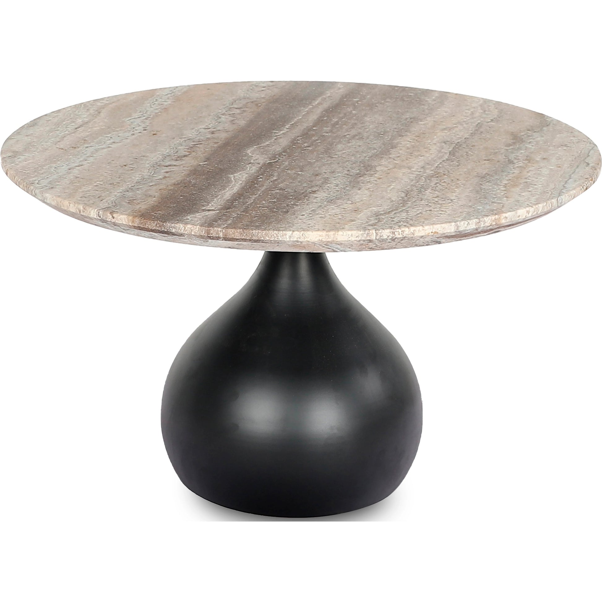 Bolb Coffee Table - 529839 by Surya in cream, black and cream, black. Made from top: travertine, base: metal in a modern style.