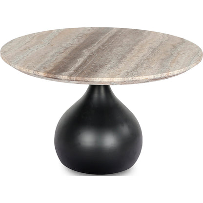 Bolb Coffee Table - 529839 by Surya in cream, black and cream, black. Made from top: travertine, base: metal in a modern style.