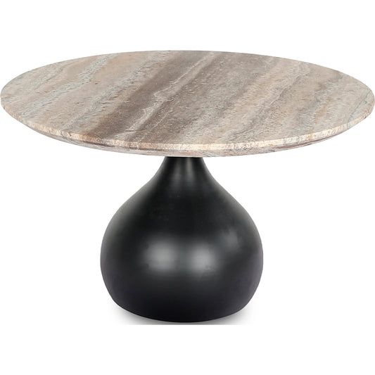 Bolb Coffee Table - 529839 by Surya in top: cream, base: black and cream, black. Made from top: travertine, base: metal in a modern style.