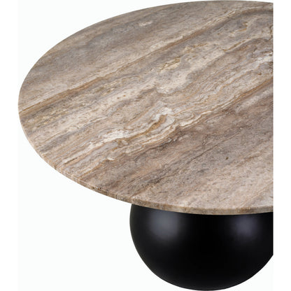 Bolb Coffee Table - 529839 by Surya in cream, black and cream, black. Made from top: travertine, base: metal in a modern style.