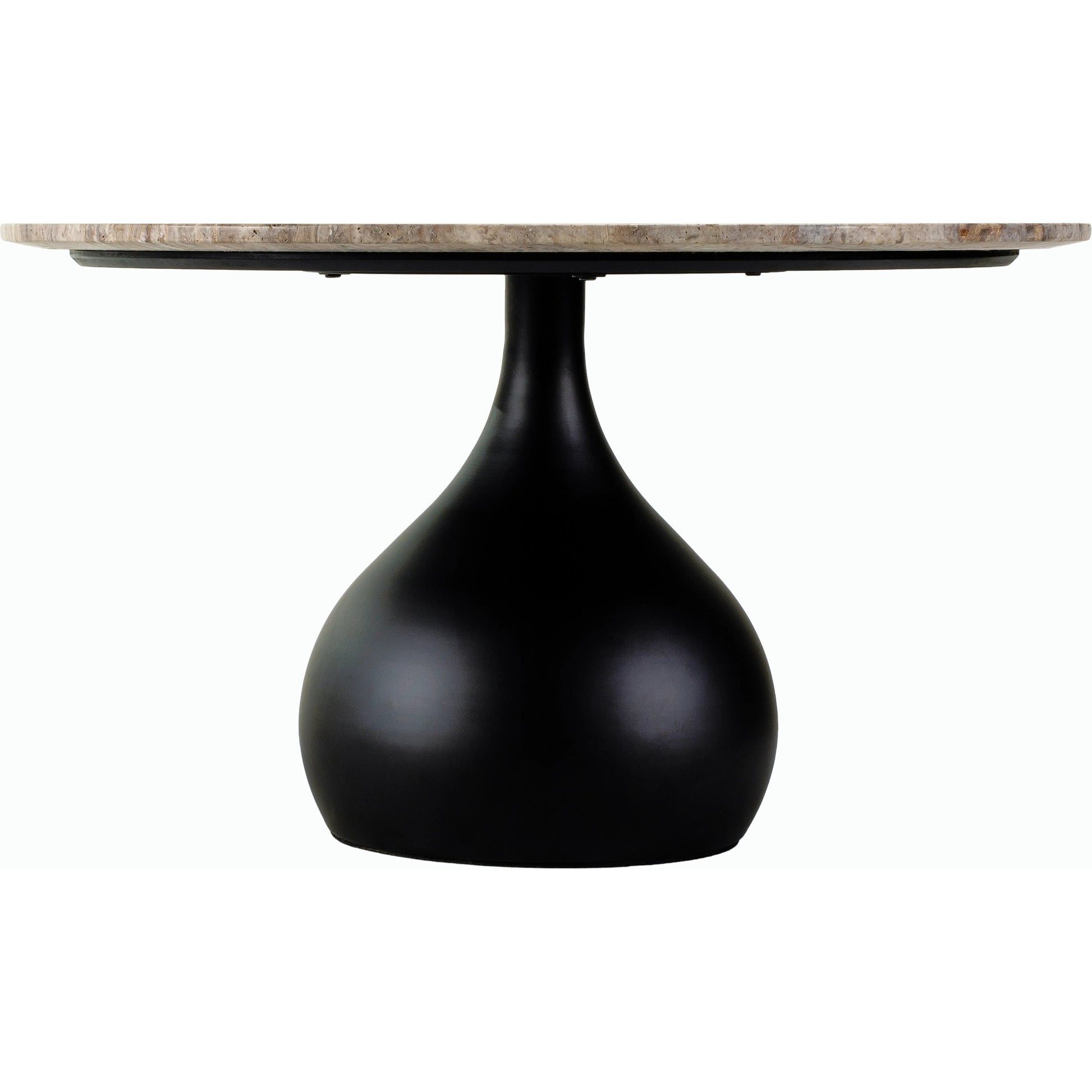 Bolb Coffee Table - 529839 by Surya in cream, black and cream, black. Made from top: travertine, base: metal in a modern style.