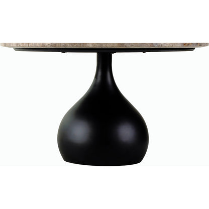 Bolb Coffee Table - 529839 by Surya in cream, black and cream, black. Made from top: travertine, base: metal in a modern style.