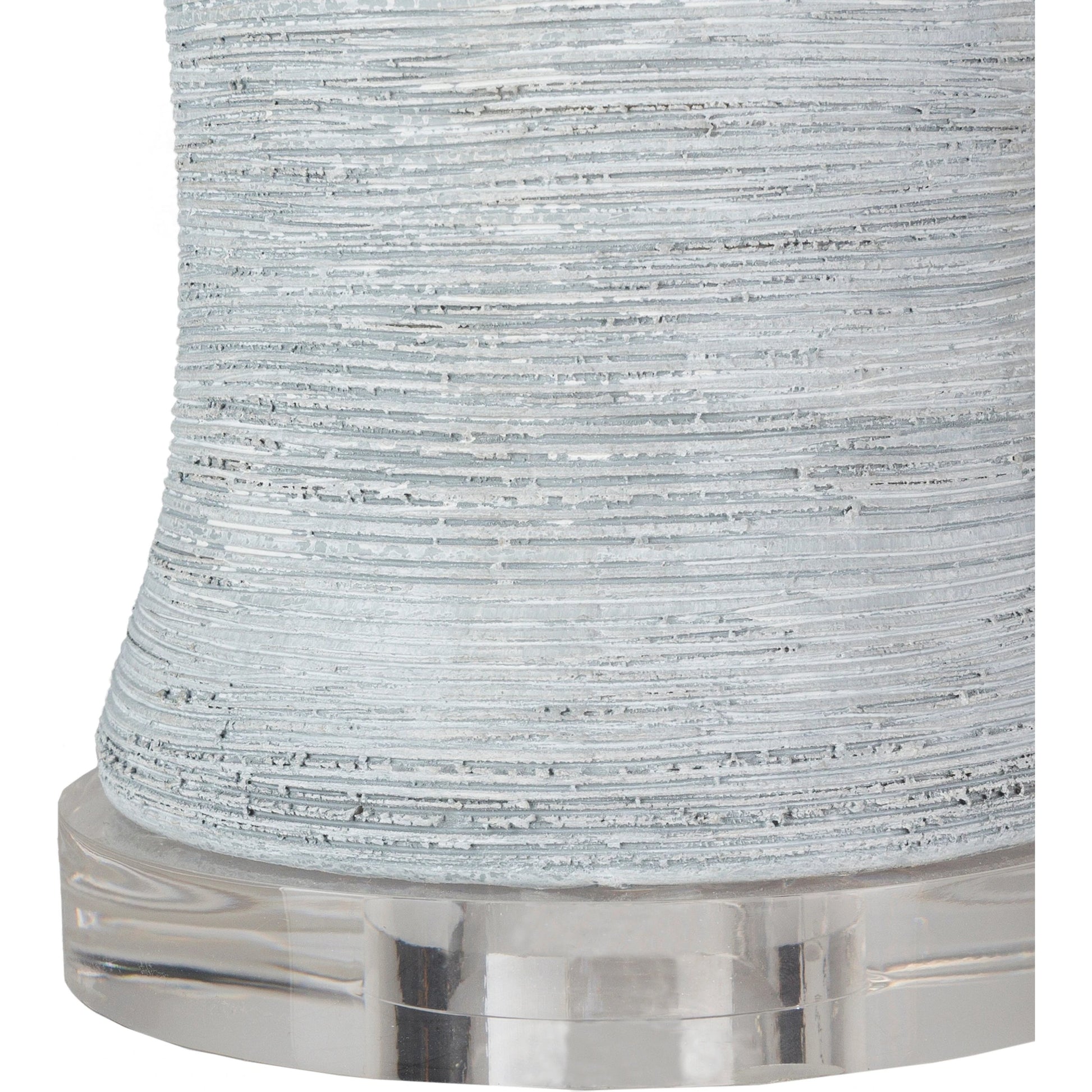 Blaine - 21516 by Surya in clear, light gray, metallic nickel and hand finished. Made from linen, polyester, concrete, acrylic, metal in a coastal style.