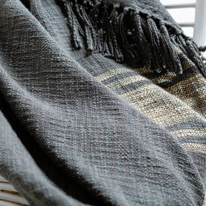 Bramble - 33959 by Surya in charcoal, beige. Made from 100% cotton in a rustic style.
