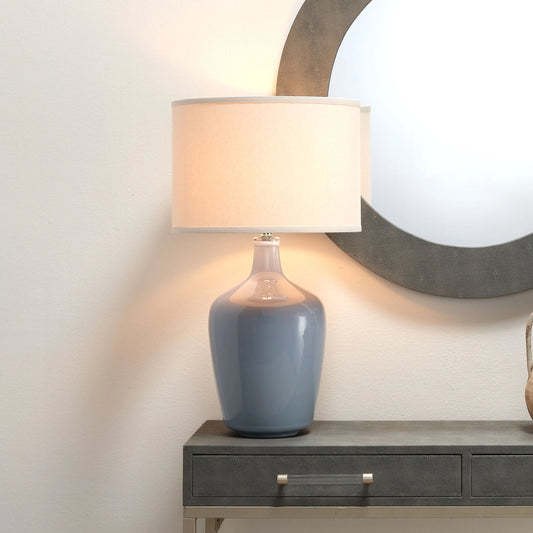 Plum Jar Medium Table Lamp by Lifestyle by JY in dove gray. Made from ceramic in a cottage & farmhouse style.