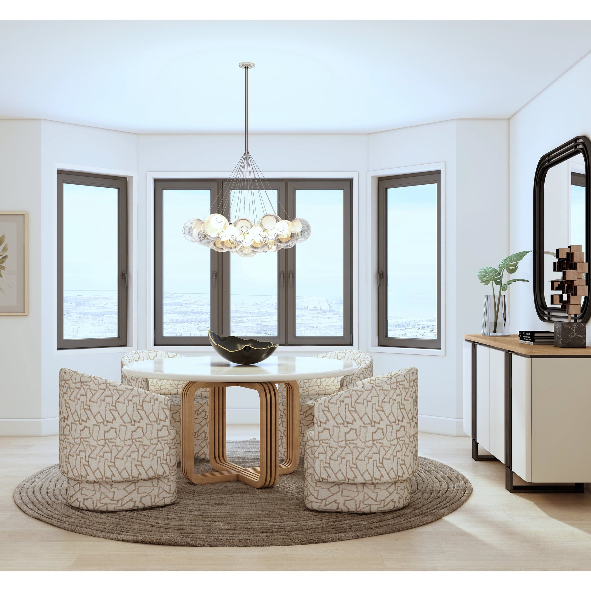 Portico Round Dining Table by A.R.T. Furniture in sienna, white plaster. Made from parawood solids, mindi veneers in a modern style.