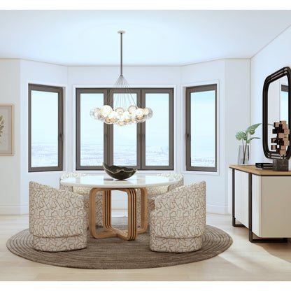 Portico Round Dining Table by A.R.T. Furniture in sienna, white plaster. Made from parawood solids, mindi veneers in a modern style.