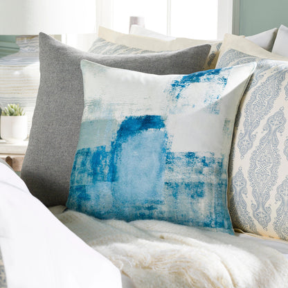 Balliano Pillow - 32055 by Livabliss in aqua, white, pale blue. Made from 100% polyester in a modern style.