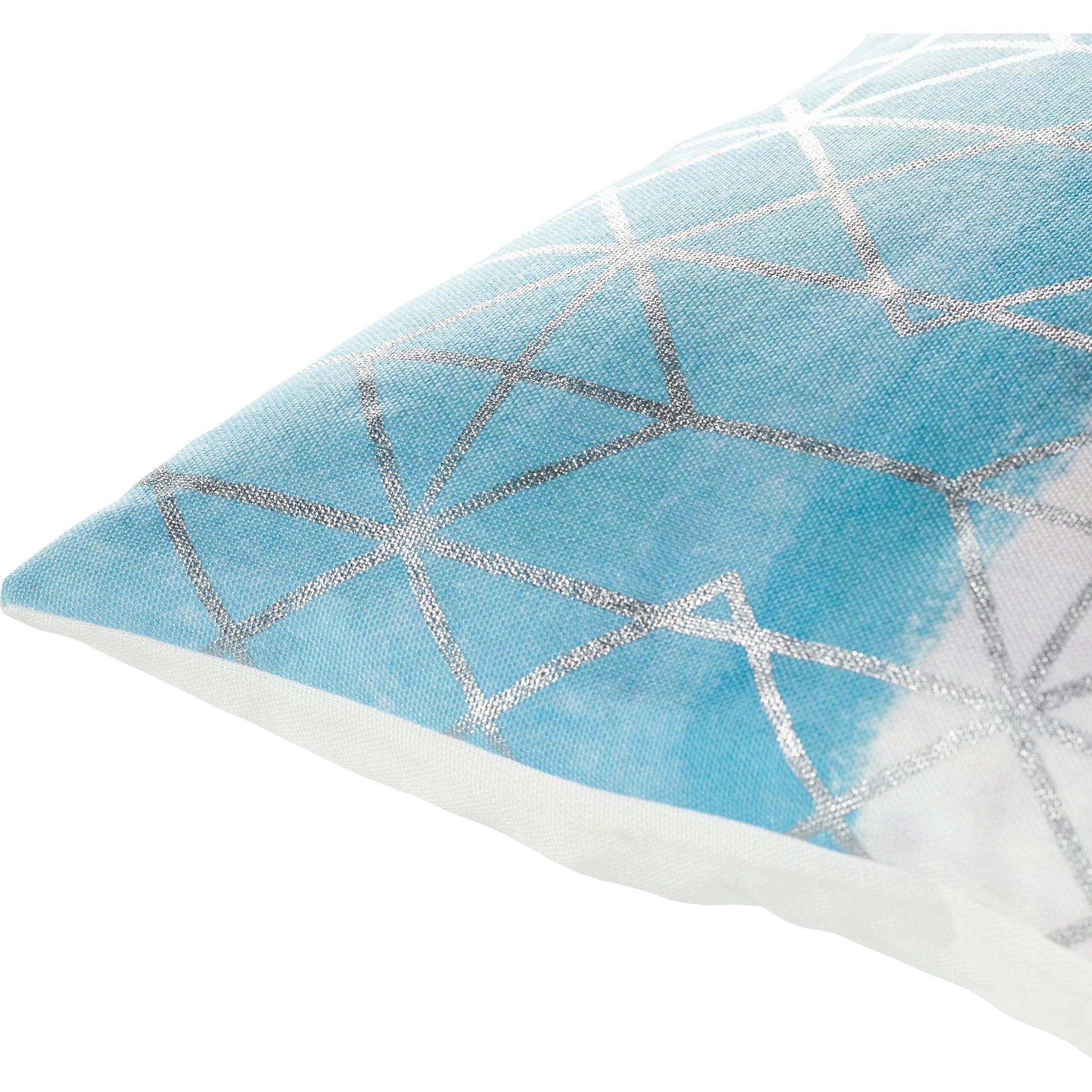 Balliano Pillow - 33983 by Surya in white, aqua, light blue, gray, light gray, metallic silver. Made from 100% polyester in a modern style.