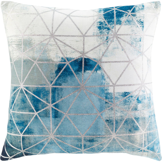 Balliano Pillow - 33258 by Surya in pale blue, blue, ink blue, white, light sage. Made from 100% polyester in a unique style.
