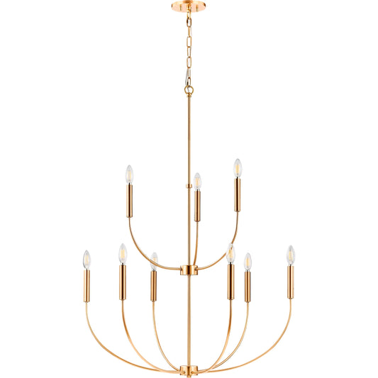 Belden Chandelier by Surya in metallic brass. Made from iron in a unique style.
