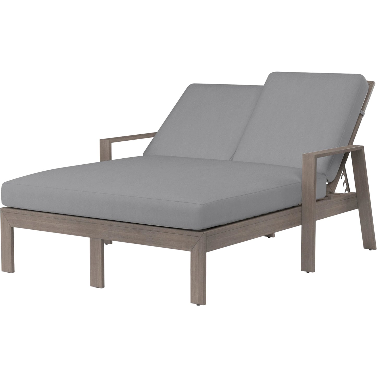 005 SI-2513826 | Primary Silo | Laguna Outdoor Double Chaise Lounge by Sunset West in browns. Made from aluminum in a modern style.