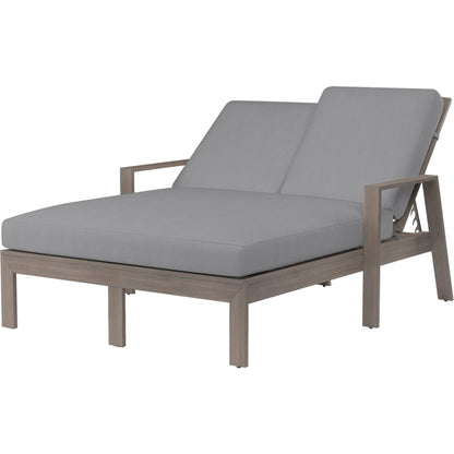Laguna Outdoor Double Chaise Lounge by Sunset West in browns. Made from aluminum in a modern style.
