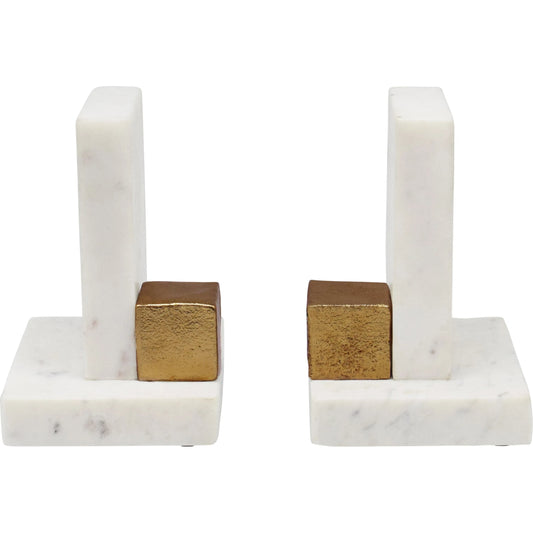 Blocks Pair of Marble Bookends by Worlds Away in white. Made from unique in a unique style.