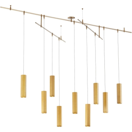 Blok Small Chandelier by Visual Comfort & Co. in aged brass. Made from metal in a unique style.