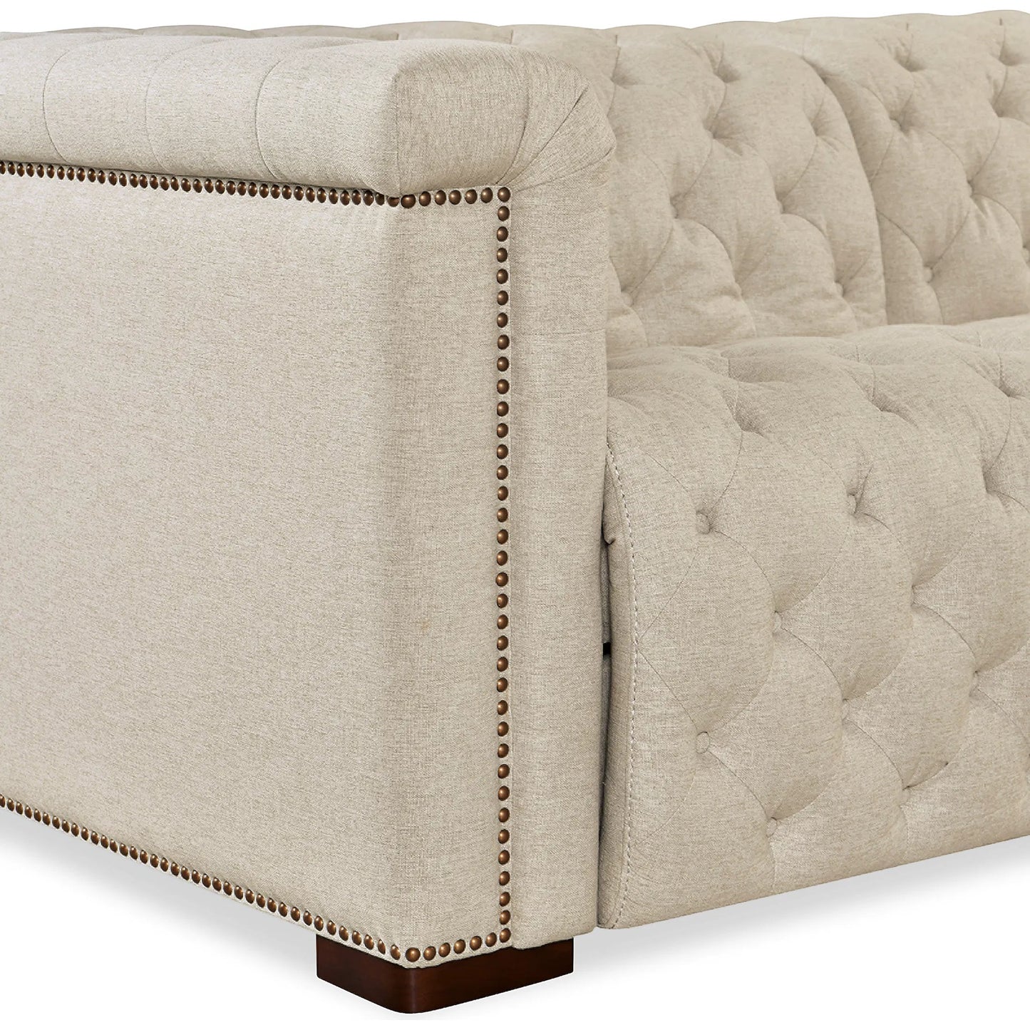 006 SI-2354046 | Closeup | Savion Deux 5 Seat Sectional with Four Power Recliners and Six Power Headrests by Hooker Furniture in dark wood. Made from unique in a traditional style.