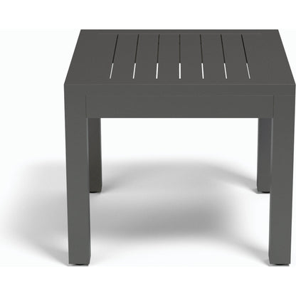 Vegas Outdoor End Table by Sunset West in graphite. Made from aluminum in a modern style.
