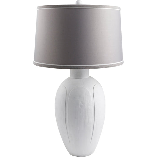 Blustar Table Lamp - 499135 by Surya in translucent, metallic nickel, white, gray. Made from body: resin, shade (outside): polyester, shade (inside): polyester, finial: plastic in a modern style.