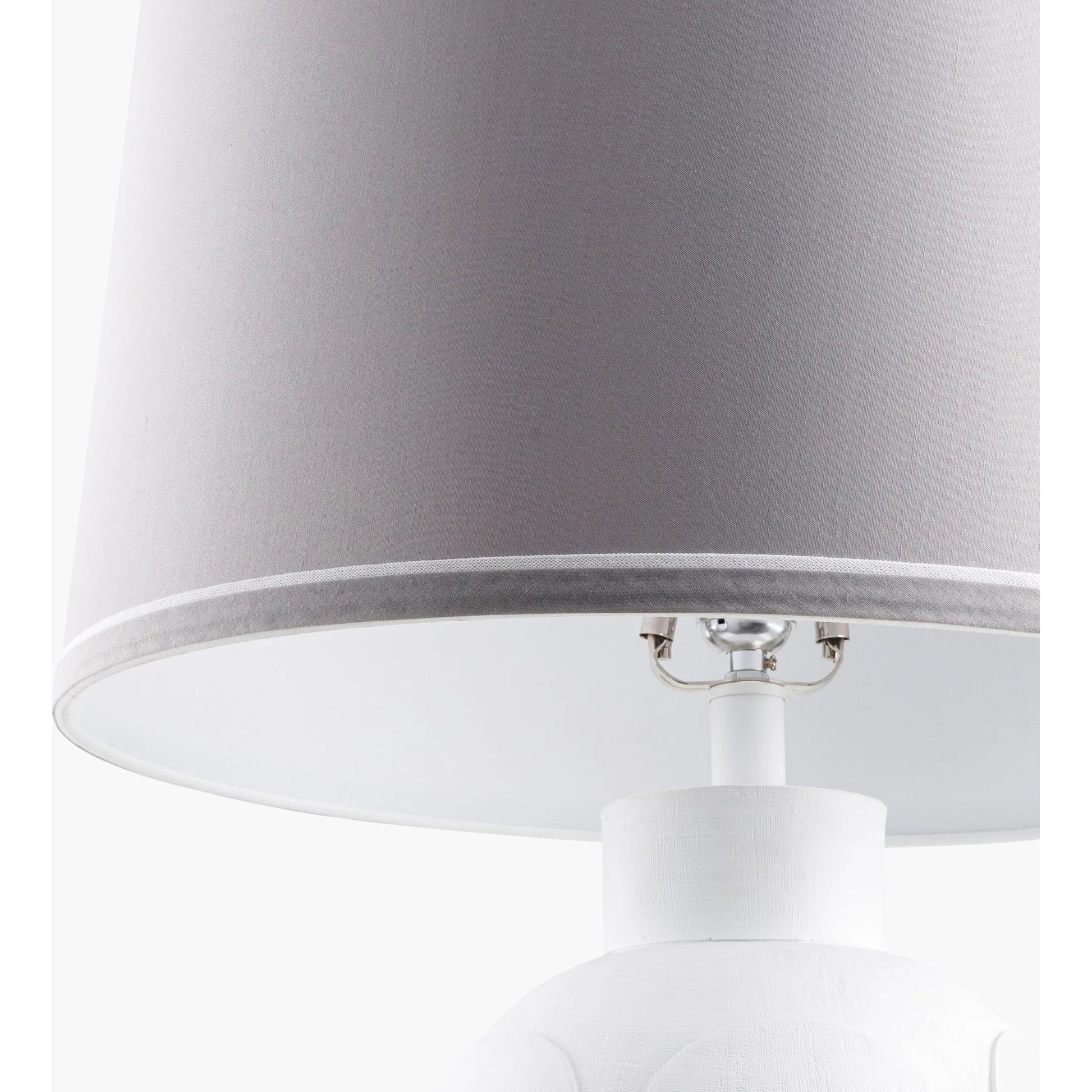 Blustar Table Lamp - 499135 by Surya in translucent, metallic nickel, white, gray. Made from body: resin, shade (outside): polyester, shade (inside): polyester, finial: plastic in a modern style.