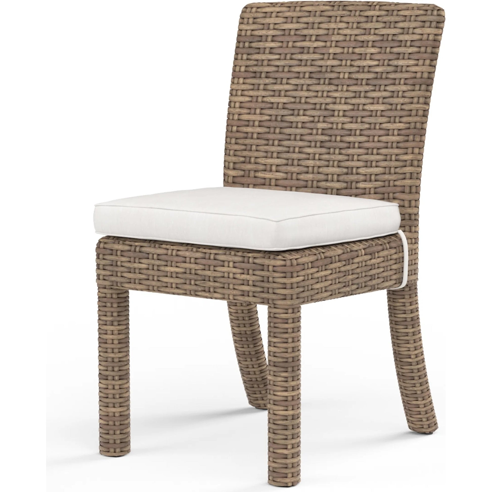 Havana Outdoor Armless Dining Chair by Sunset West in tobacco. Made from resin wicker in a modern style.