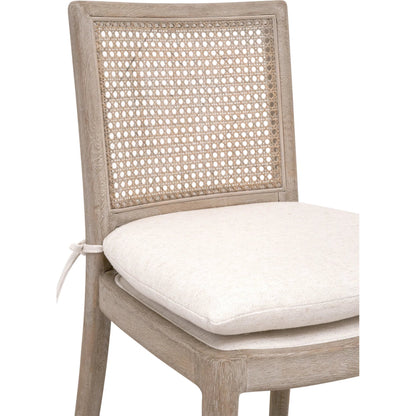 Blume Counter Stool by Essentials For Living in performance textured cream linen, natural gray oak, cane. Made from solid oak wood, cane in a transitional style.