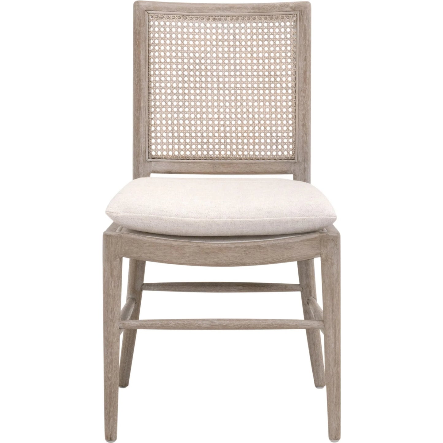 002 SI-2292622 | Additional Silo | Blume Dining Chair (Set of 2) by Essentials For Living in performance textured cream linen, natural gray oak, cane. Made from solid oak wood, cane in a transitional style.