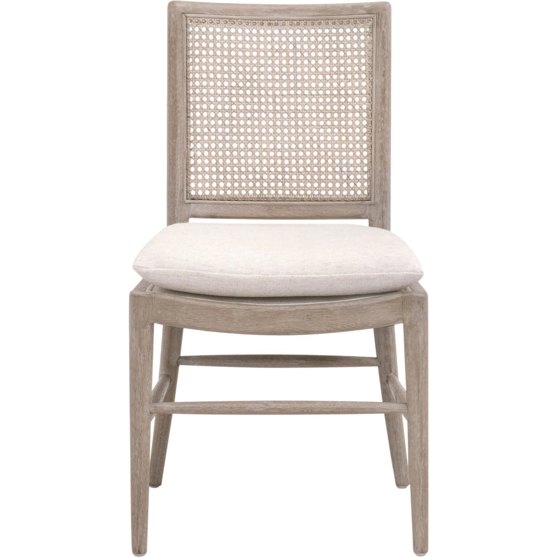 Blume Dining Chair (Set of 2) by Essentials For Living in performance textured cream linen, natural gray oak, cane. Made from solid oak wood, cane in a transitional style.