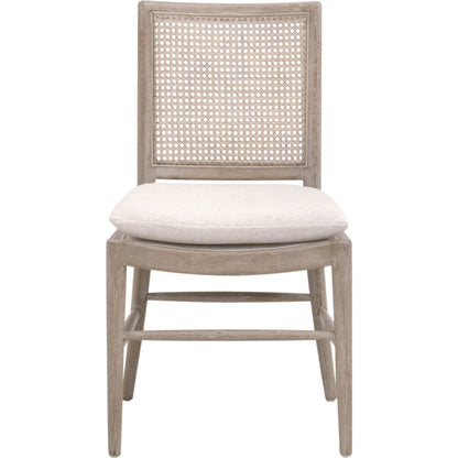 Blume Dining Chair (Set of 2) by Essentials For Living in performance textured cream linen, natural gray oak, cane. Made from solid oak wood, cane in a transitional style.