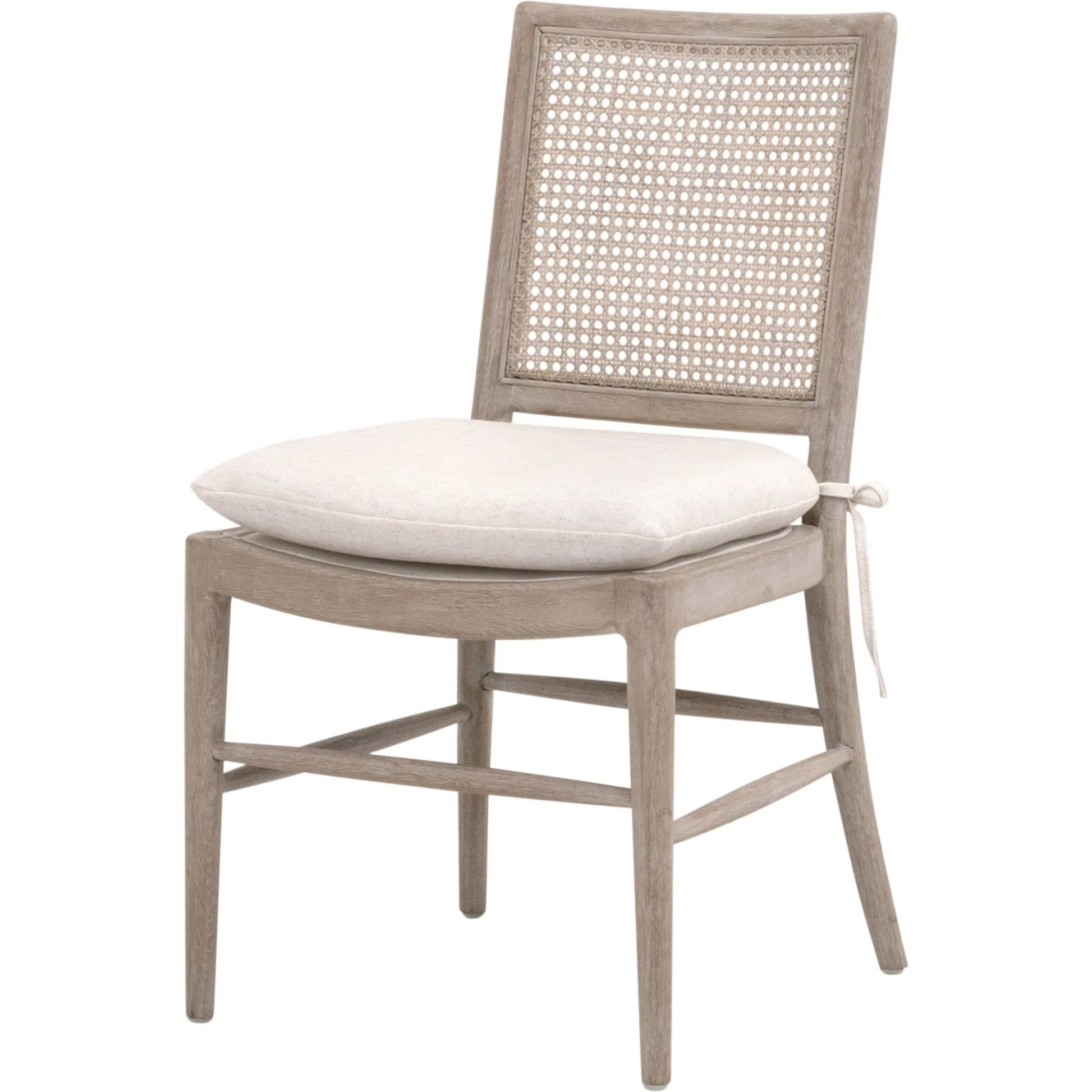 Blume Dining Chair (Set of 2) by Essentials For Living in performance textured cream linen, natural gray oak, cane. Made from solid oak wood, cane in a transitional style.