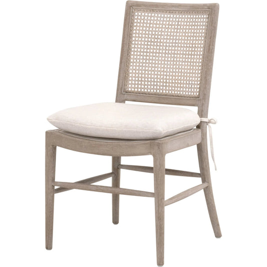 Blume Dining Chair (Set of 2) by Essentials For Living in performance textured cream linen, natural gray oak, cane. Made from solid oak wood, cane in a unique style.