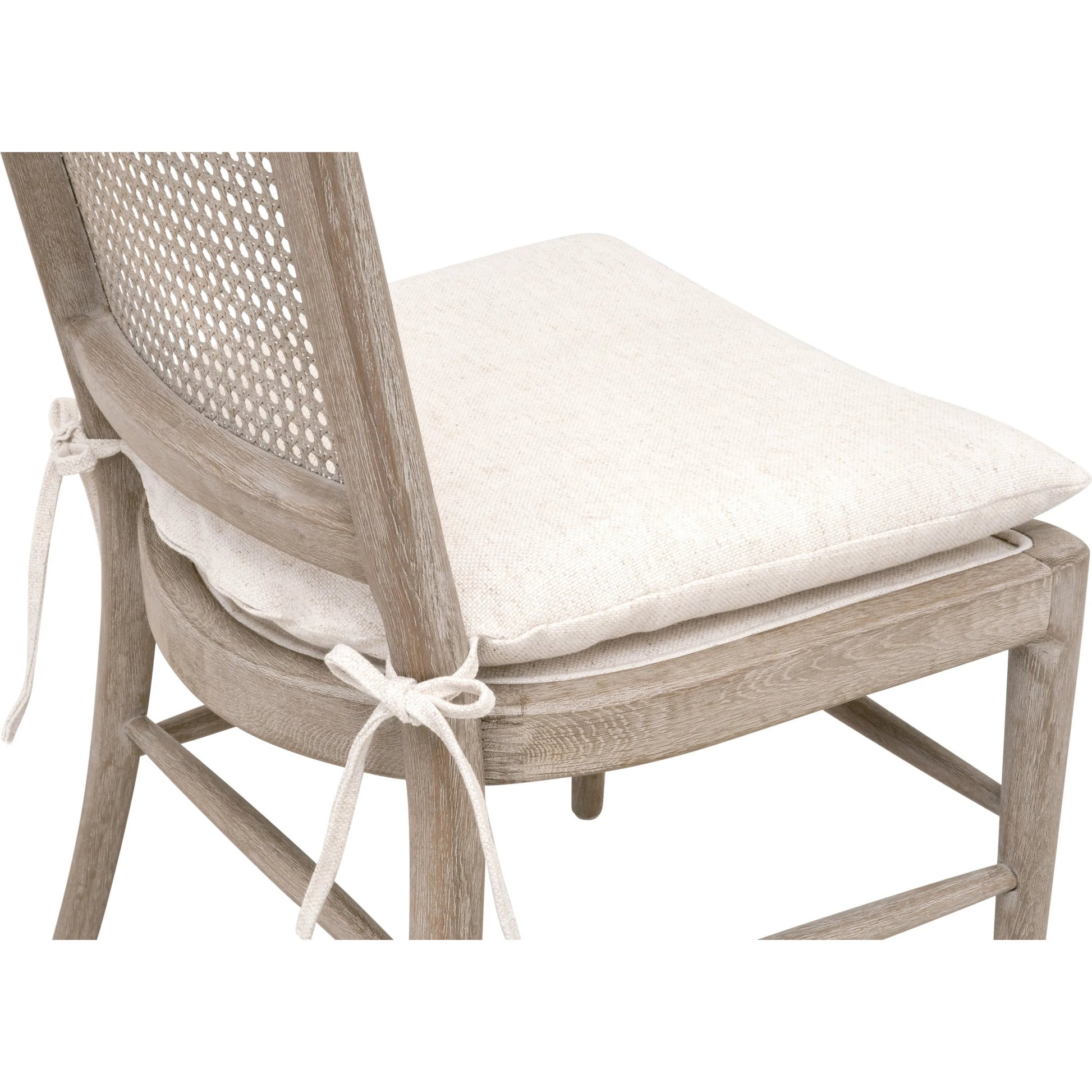 Blume Dining Chair (Set of 2) by Essentials For Living in performance textured cream linen, natural gray oak, cane. Made from solid oak wood, cane in a transitional style.