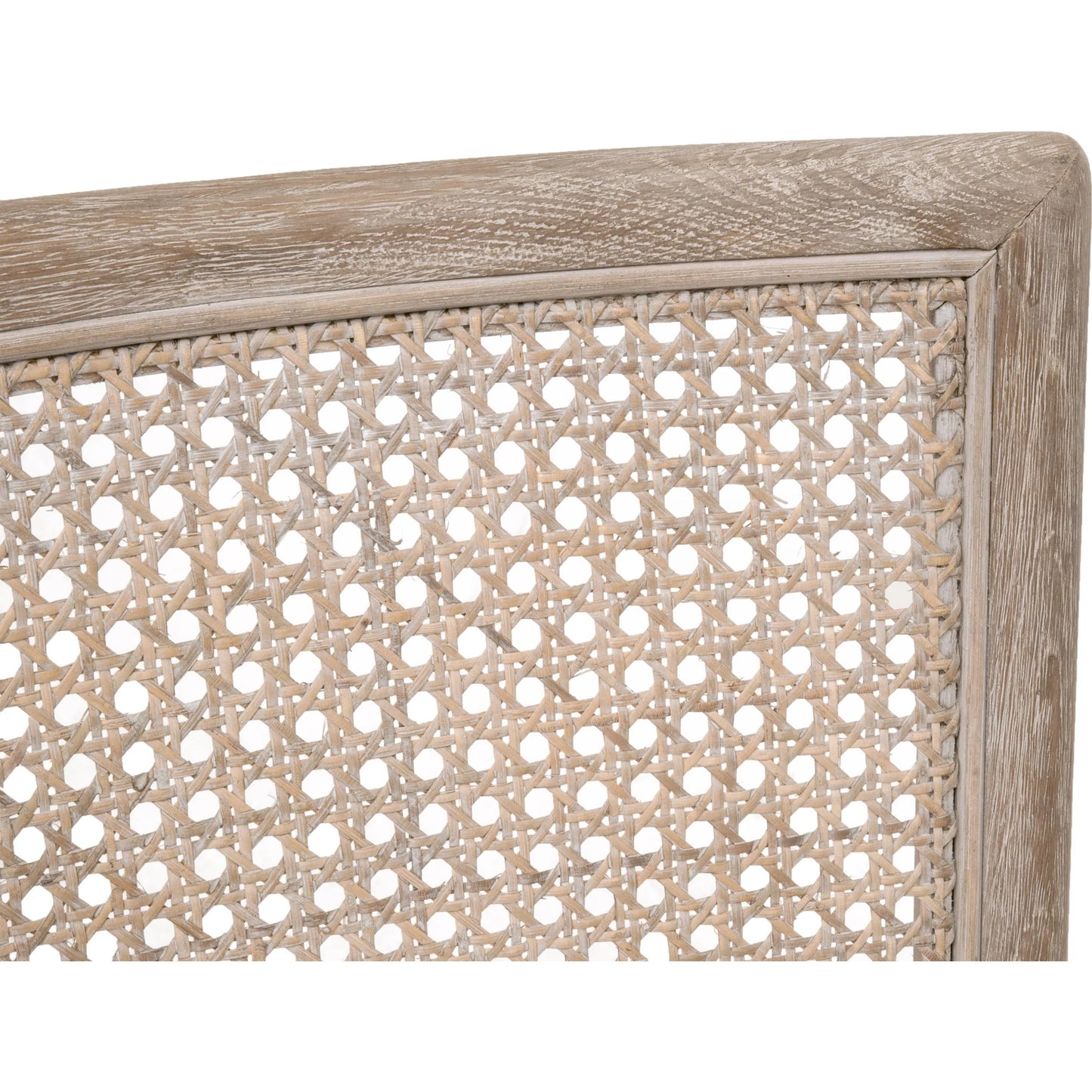 007 SI-2292622 | Closeup | Blume Dining Chair (Set of 2) by Essentials For Living in performance textured cream linen, natural gray oak, cane. Made from solid oak wood, cane in a transitional style.