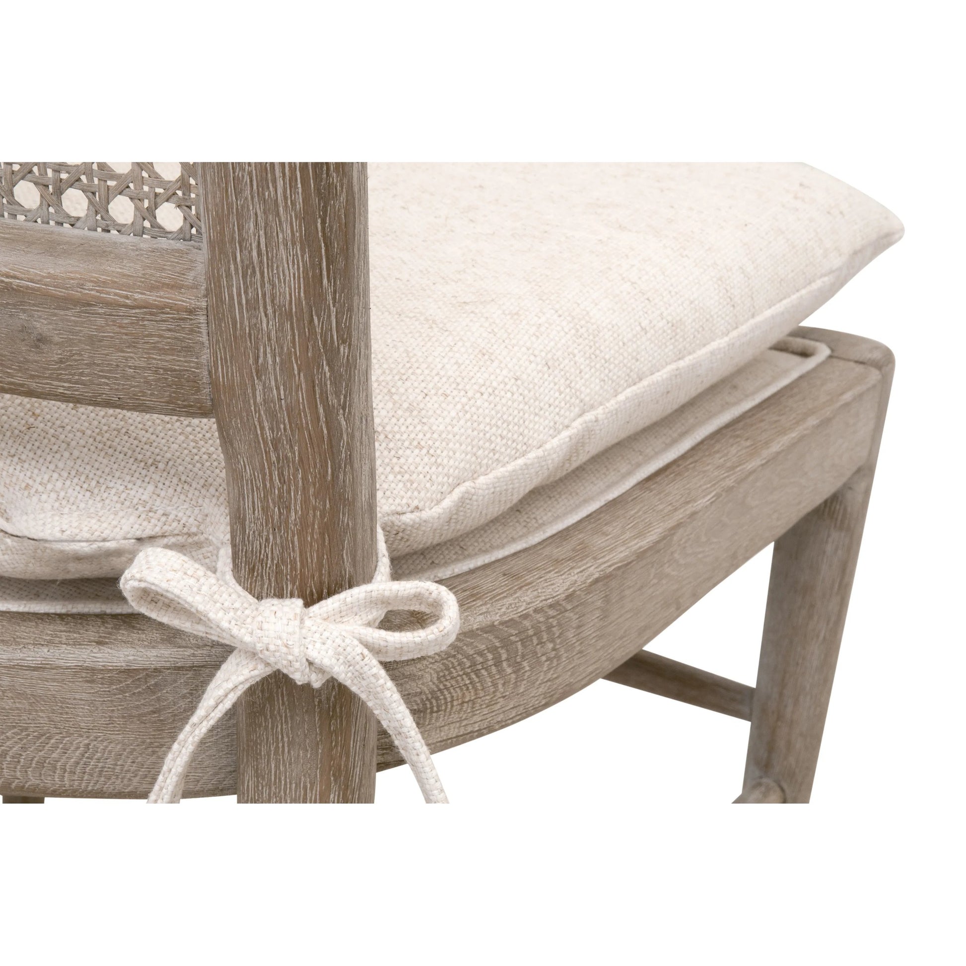 Blume Dining Chair (Set of 2) by Essentials For Living in performance textured cream linen, natural gray oak, cane. Made from solid oak wood, cane in a transitional style.